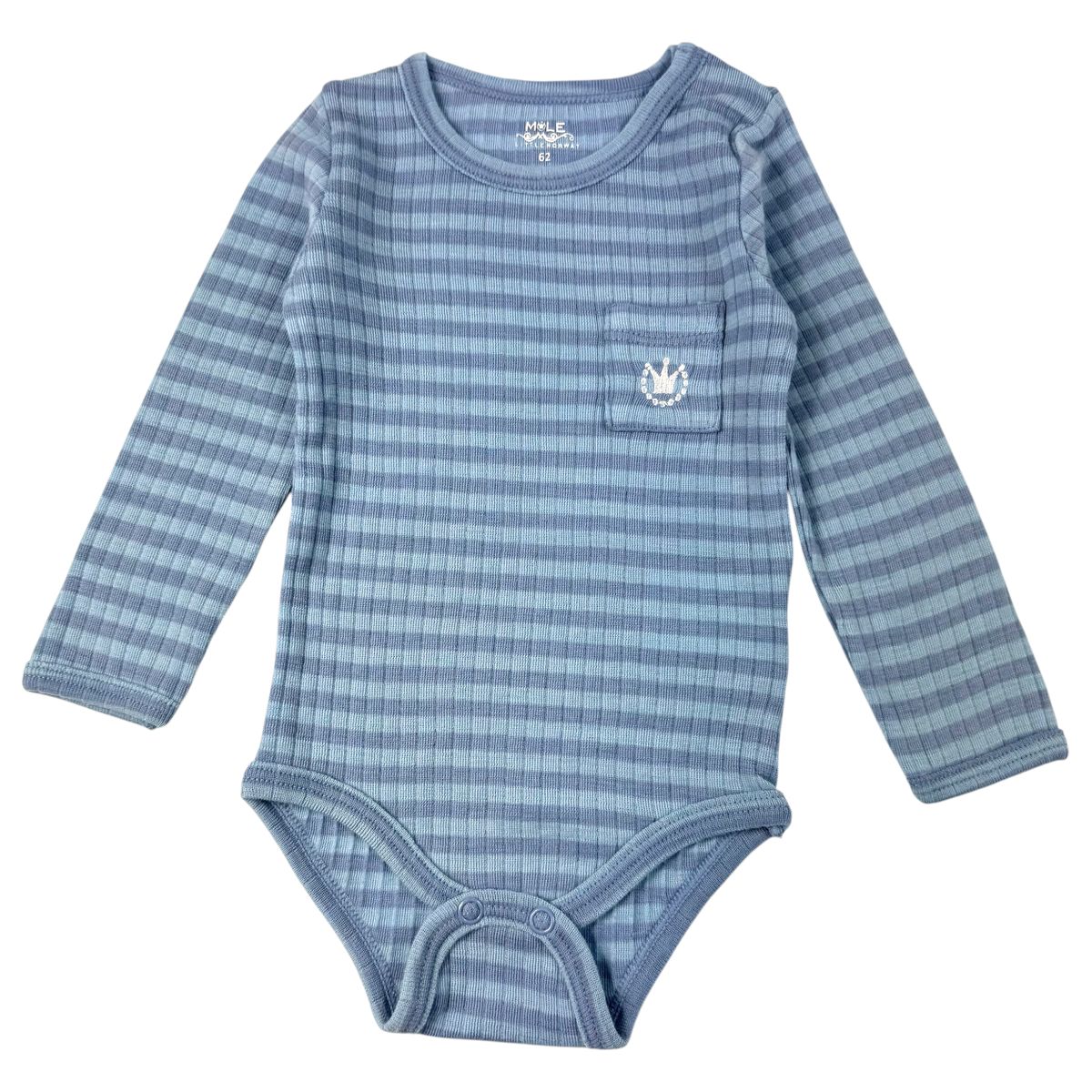 Ribbestrikket ullbody i merinoull | Aqua stripe 