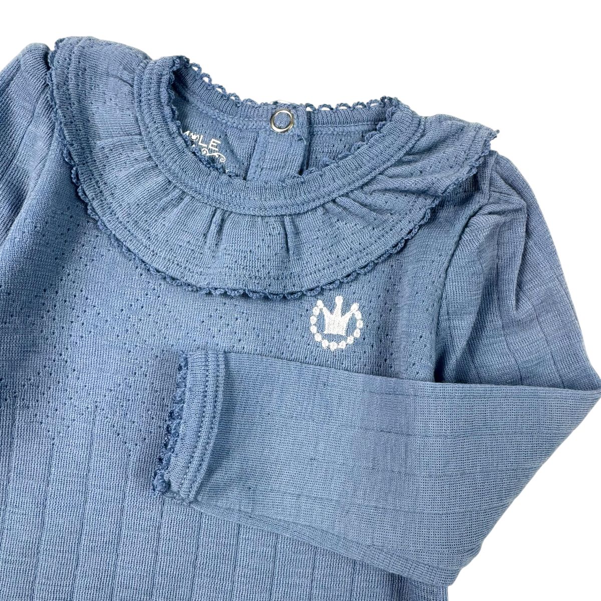 Olivia body I merinoull med rysjekrage | Aqua